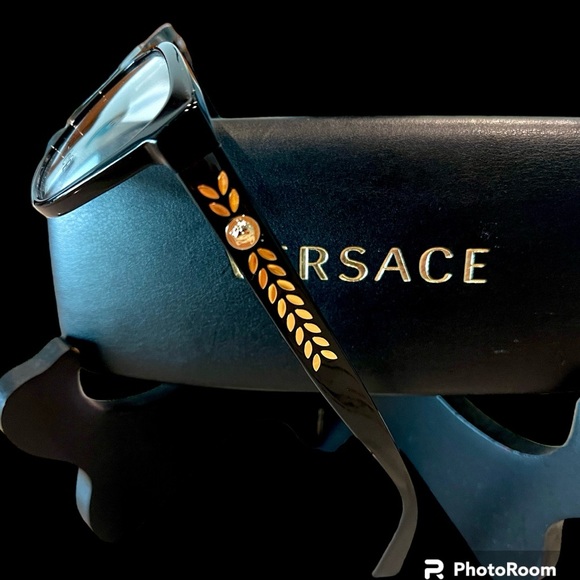 New Versace Glasses & Case Black frame/Gold logo - Picture 8 of 16